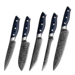 Ensemble de couteaux Grandsharp – 5 pièces, 67 couches, acier damassé