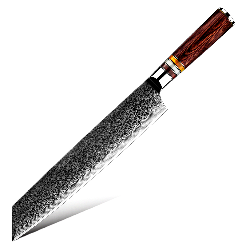 Couteau Kiritsuke Grandsharp – 9,5 pouces, 67 couches, acier damassé