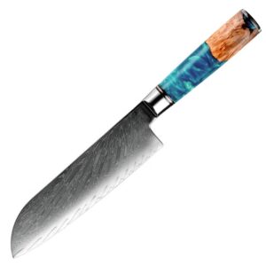 Couteau Santoku Grandsharp – 6,7 pouces, acier damassé, 10CR15MOV
