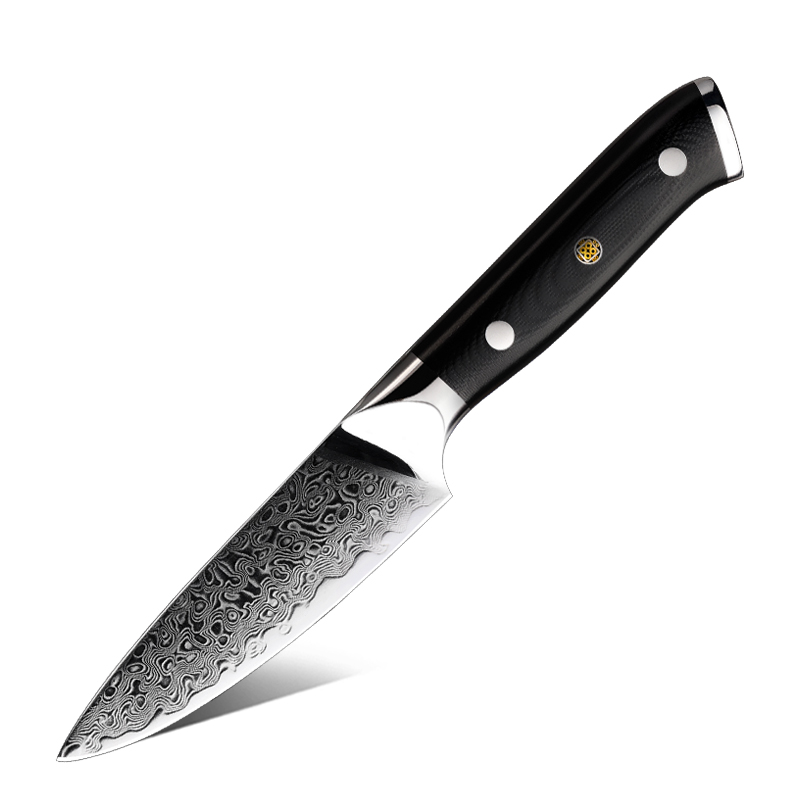 Couteau d’office Grandsharp – 3,5 pouces, acier damassé, 10CR15MOV