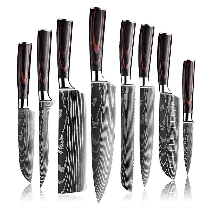 Ensemble de couteaux Grandsharp – 8 pièces, acier inoxydable