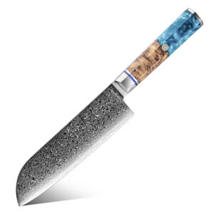 Couteau Santoku Grandsharp – 7 pouces, acier damassé, 10CR15MOV