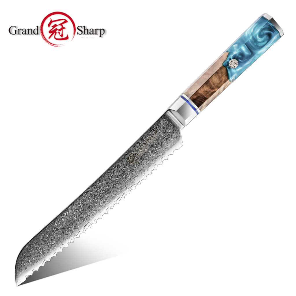 Couteau à pain Grandsharp – 7,5 pouces, acier damassé