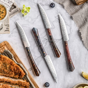 Ensemble de couteaux Grandsharp – 4 pièces, acier damassé