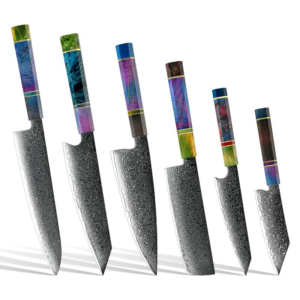 Ensemble de couteaux Grandsharp – 6 pièces, acier damassé, 10CR15MOV