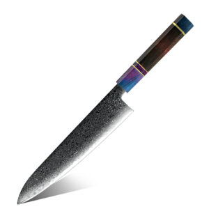 Couteau de chef Grandsharp – 9 pouces, 67 couches, acier damassé