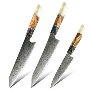 Ensemble de couteaux Grandsharp – 3 pièces, 67 couches, acier damassé