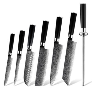 Ensemble de couteaux Grandsharp – 6 pièces, acier damassé
