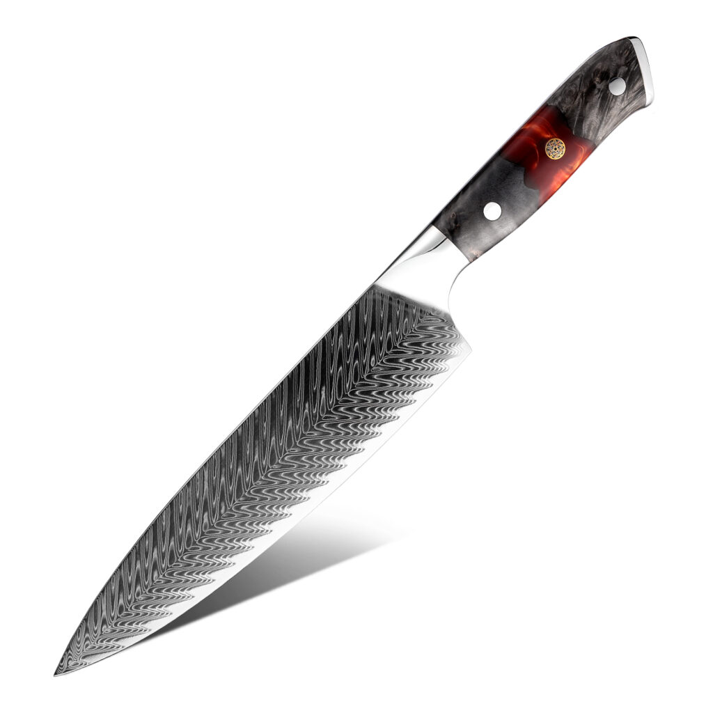 Couteau de boucher Grandsharp – 8 pouces, acier damassé, AUS10
