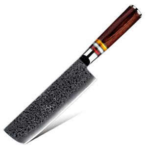 Couteau Nakiri Grandsharp – 7 pouces, 67 couches, acier damassé