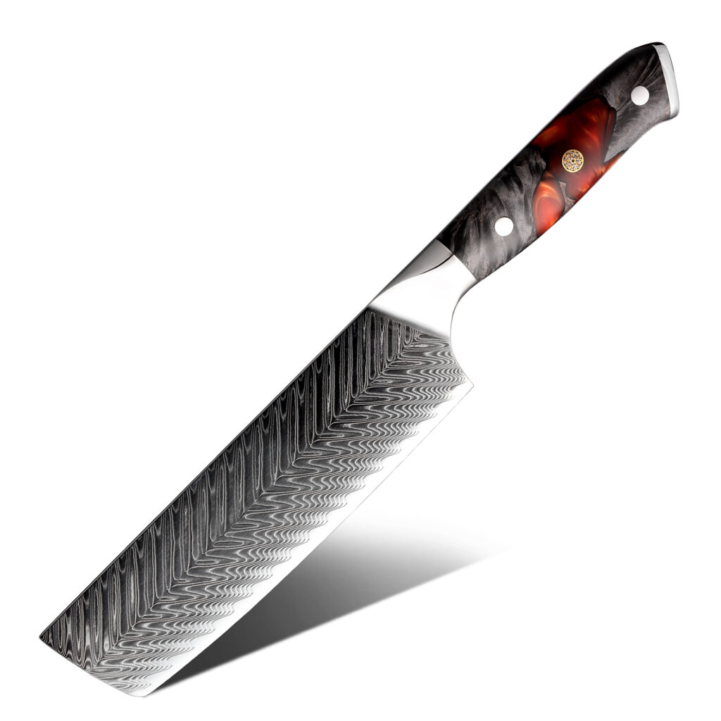 Couteau Nakiri Grandsharp – 7 pouces, 67 couches, acier damassé, AUS10