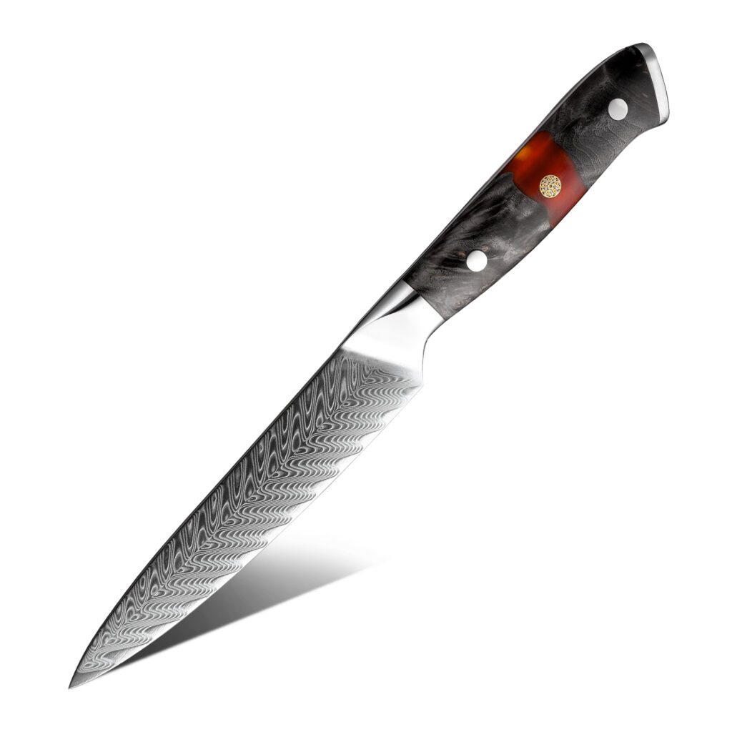 Couteau utilitaire Grandsharp – 5 pouces, 67 couches, acier damassé