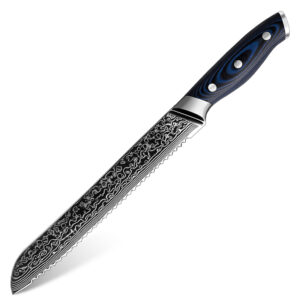 Couteau à pain Grandsharp – 8,5 pouces, 67 couches, acier damassé, AUS10