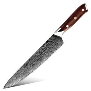 Couteau de chef Grandsharp – 9,5 pouces, 67 couches, acier damassé