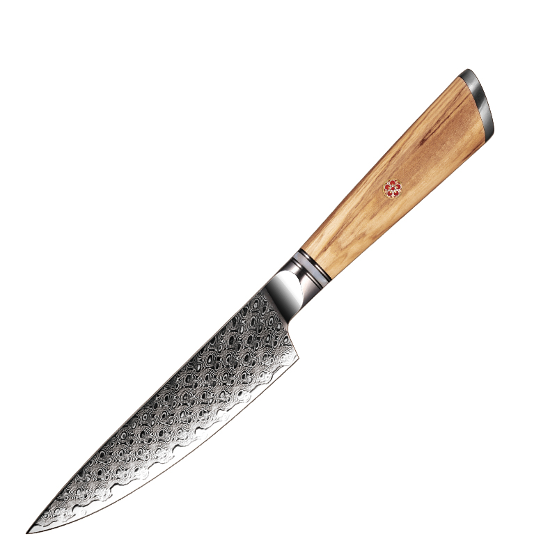 Couteau utilitaire Grandsharp – 5 pouces, 67 couches, acier damassé, AUS10