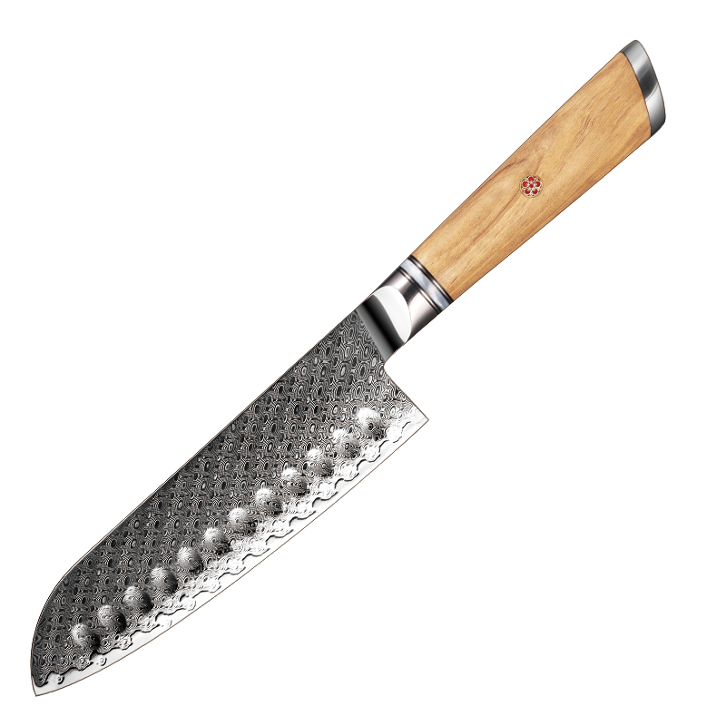 Couteau Santoku Grandsharp – 7 pouces, 67 couches, acier damassé