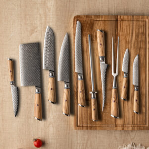 Ensemble de couteaux Grandsharp – acier damassé, AUS10