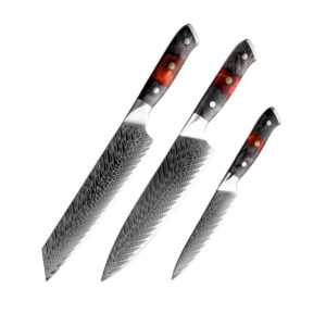 Ensemble de couteaux Grandsharp – 3 pièces, 67 couches, acier damassé, AUS10