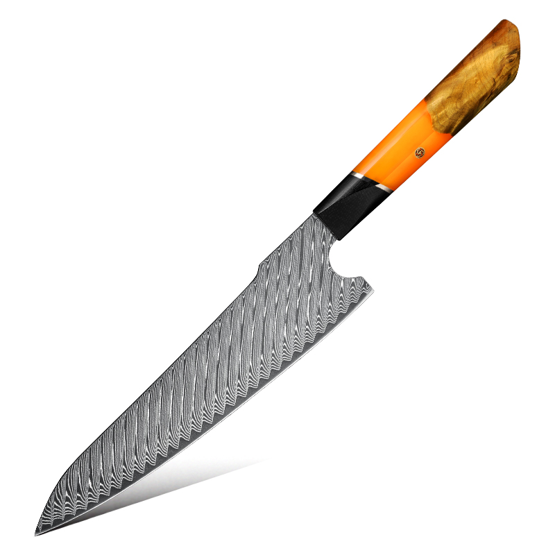 Couteau de chef Grandsharp – 8,2 pouces, 67 couches, acier damassé