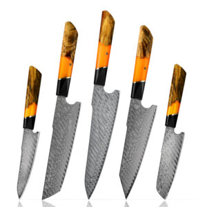Ensemble de couteaux Grandsharp – 5 pièces, 67 couches, acier damassé