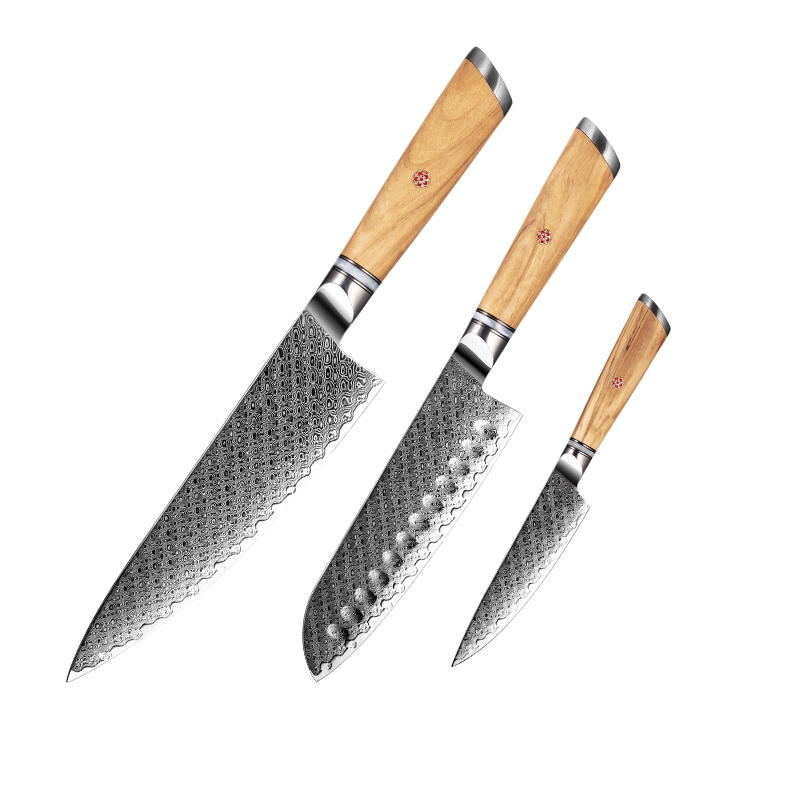 Ensemble de couteaux Grandsharp – acier damassé, AUS10