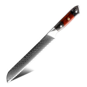 Couteau à pain Grandsharp – 8,2 pouces, acier damassé, AUS10