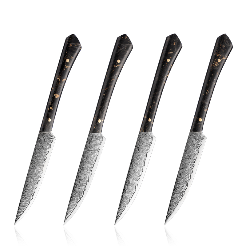 Ensemble de couteaux Grandsharp – 4 pièces, acier damassé, 10CR15CoMoV