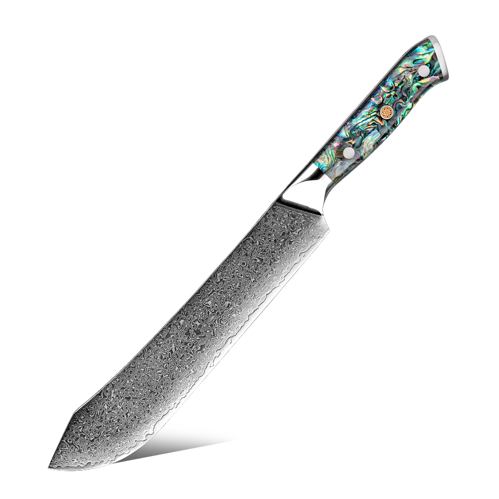 Couteau de chef Grandsharp – 9 pouces, 67 couches, acier damassé