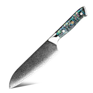 Couteau Santoku Grandsharp – 7 pouces, 67 couches, acier damassé
