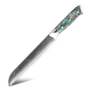Couteau à pain Grandsharp – 8 pouces, 67 couches, acier damassé