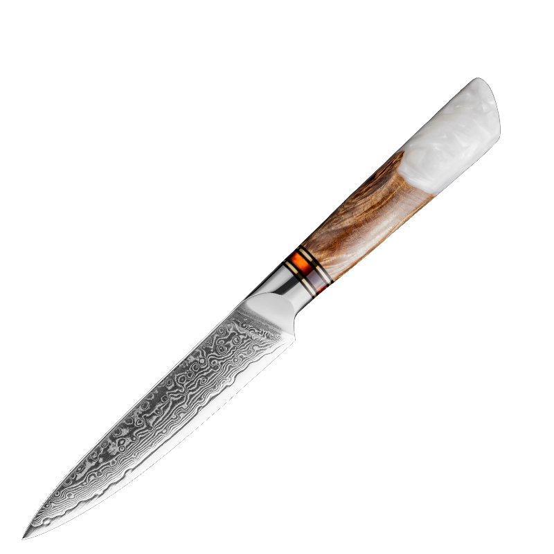 Couteau utilitaire Grandsharp – 5 pouces, 67 couches, acier damassé