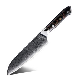 Couteau Santoku Grandsharp – 7 pouces, acier damassé