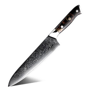 Couteau de chef Grandsharp – 8 pouces, acier damassé