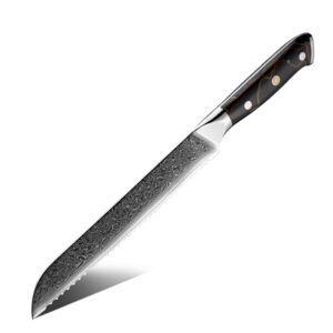 Couteau à pain Grandsharp – 8 pouces, acier damassé