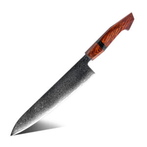 Couteau de chef Grandsharp – 9 pouces, 67 couches, acier damassé
