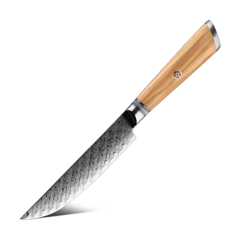 Couteau à steak Grandsharp – 5 pouces, acier damassé, AUS-10