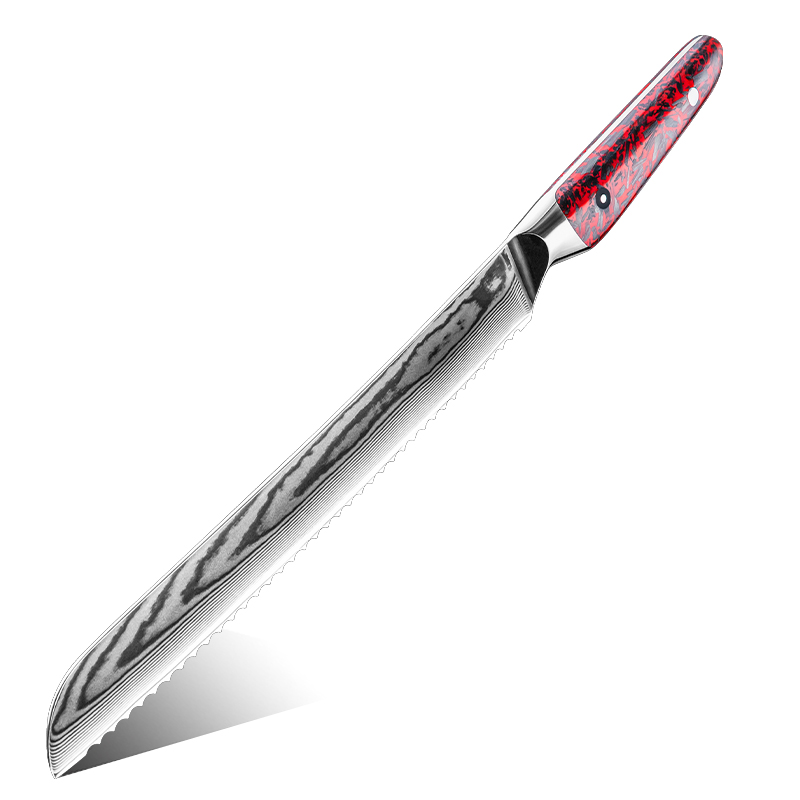 Couteau à pain Grandsharp – 10 pouces, acier damassé