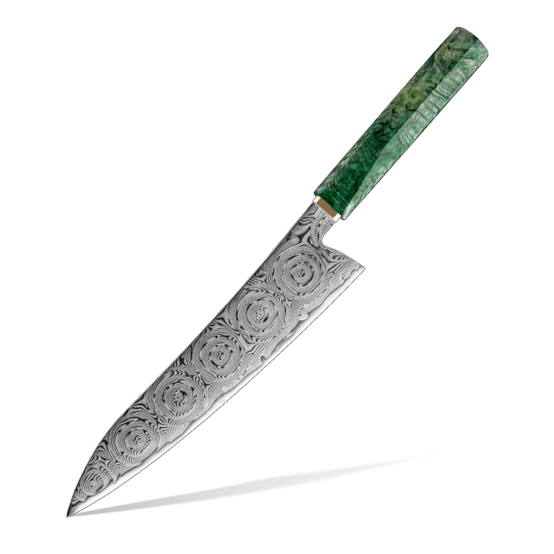 Couteau de chef Grandsharp – 8,5 pouces, acier damassé