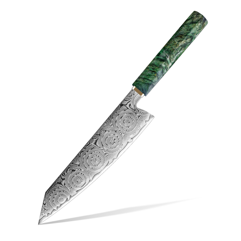 Couteau Kiritsuke Grandsharp – 8 pouces, acier damassé