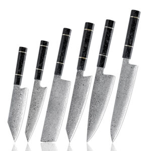 Ensemble de couteaux Grandsharp – 6 pièces, acier damassé