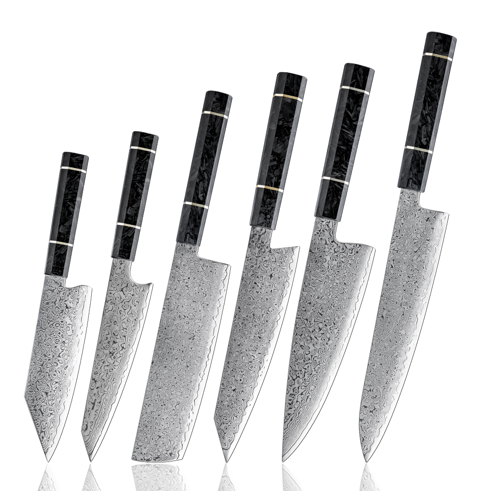 Ensemble de couteaux Grandsharp – 6 pièces, acier damassé