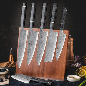Ensemble de couteaux Grandsharp – 6 pièces, acier damassé