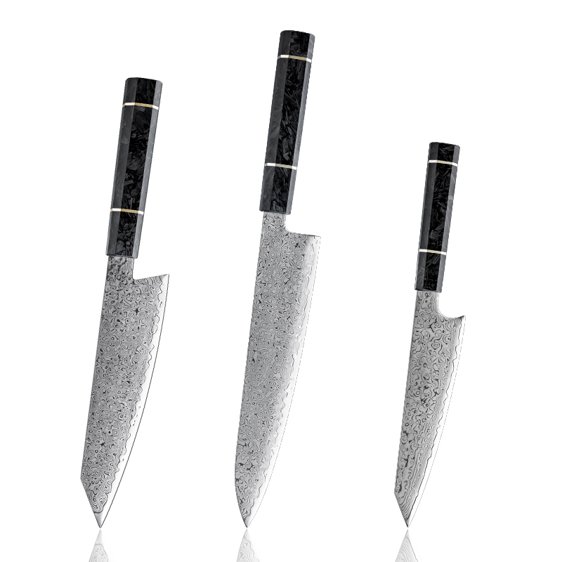 Ensemble de couteaux Grandsharp – 3 pièces, acier damassé