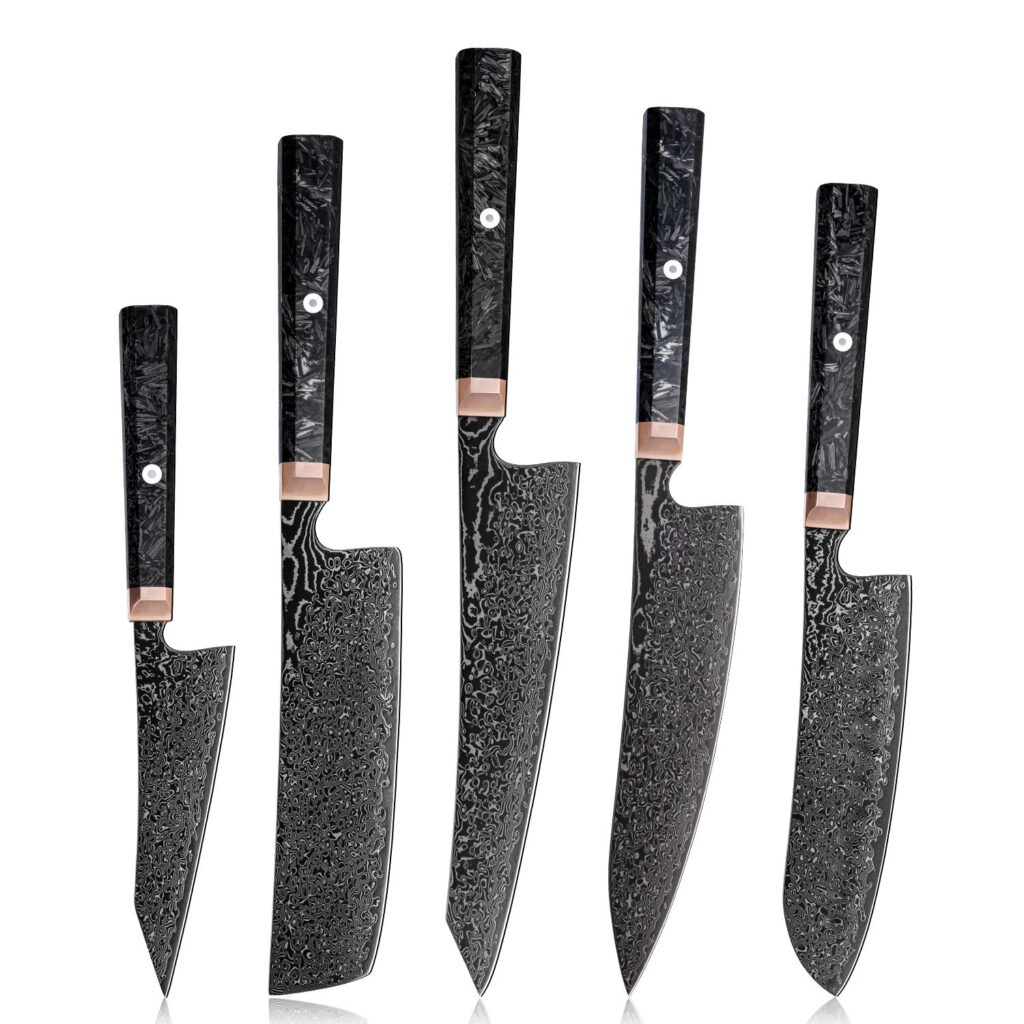 Ensemble de couteaux Grandsharp – 5 pièces, 67 couches, acier damassé