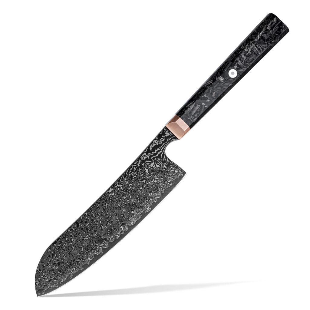 Couteau Santoku Grandsharp – 7 pouces, 67 couches, acier damassé
