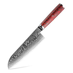 Couteau Santoku Grandsharp – 7 pouces, 67 couches, acier damassé