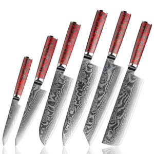 Ensemble de couteaux Grandsharp – 6 pièces, 67 couches, acier damassé