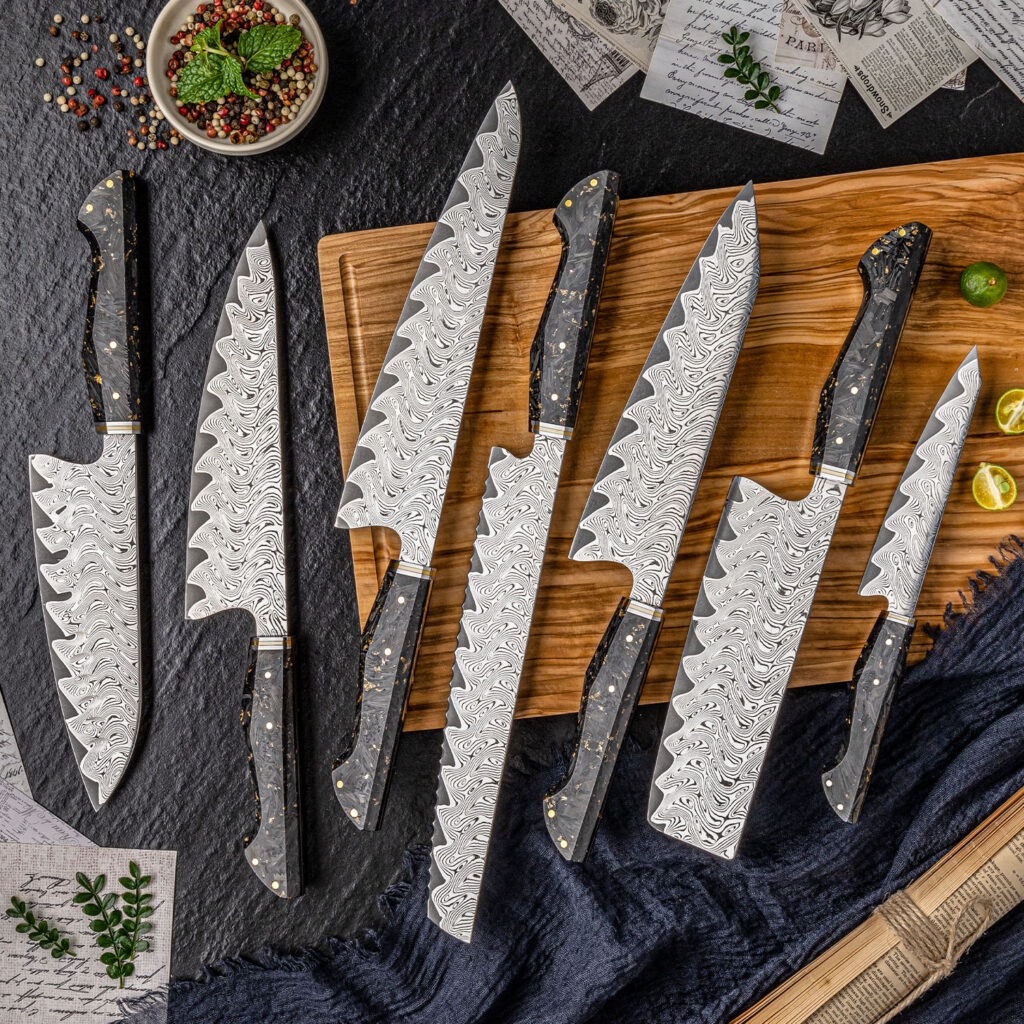 Ensemble de couteaux Grandsharp – 67 couches, acier damassé, AUS10