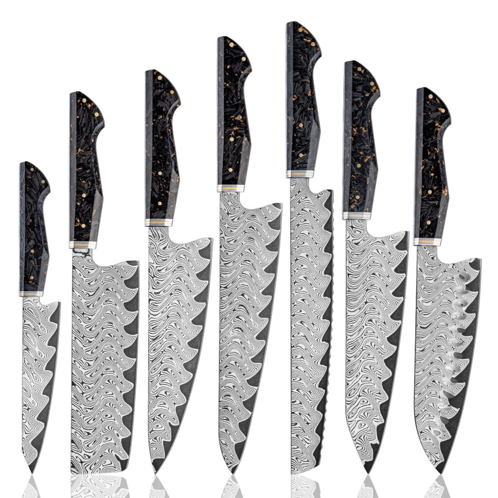 Ensemble de couteaux Grandsharp – 7 pièces, 67 couches, acier damassé
