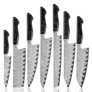 Ensemble de couteaux Grandsharp – 7 pièces, 67 couches, acier damassé